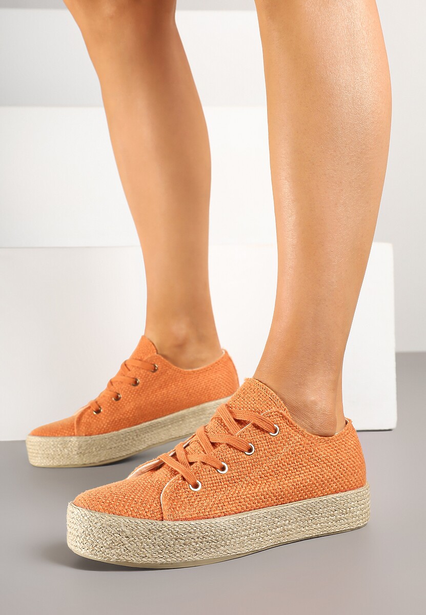 Pomarańczowe Trampki Ozdobione Plecionką Filatera