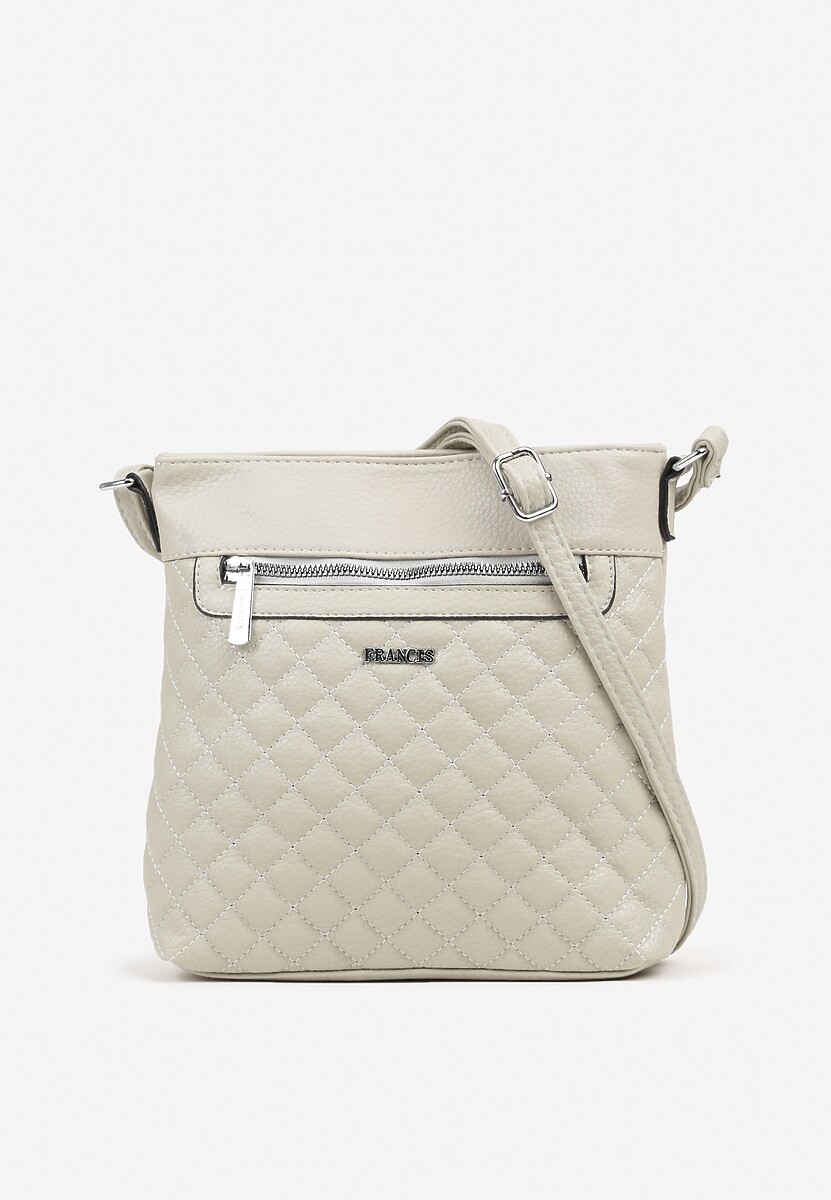 Szara Torebka Typu Listonoszka Zdobiona Pikowanymi Przeszyciami Silivena