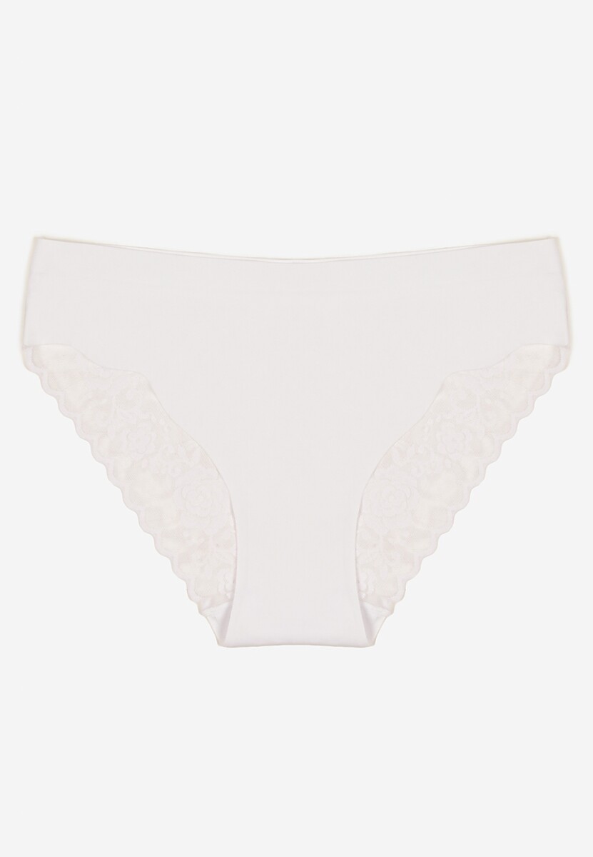 Beżowe Bezszwowe Majtki o Kroju Fig z Koronką Zeiarae