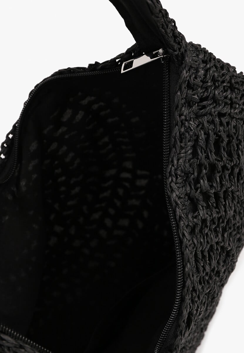 Czarna Pleciona Torebka na Ramię o Półokrągłym Kształcie Genvia