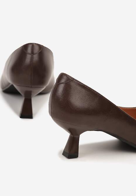 Brązowe Czółenka Vices na Kaczuszce ze Skórzaną Wkładką Elialie