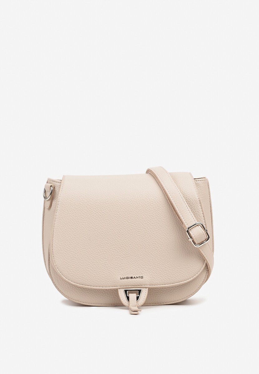 Beżowa Torebka Typu Listonoszka Ozdobiona Klapą Nidelli