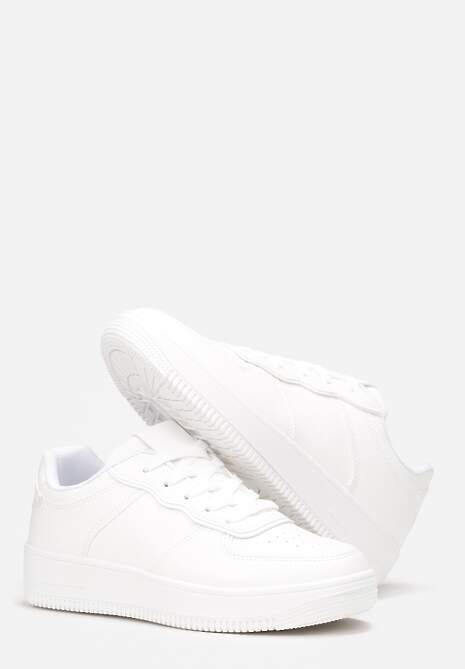 Białe Sneakersy Sznurowane na Grubej Podeszwie Taleith