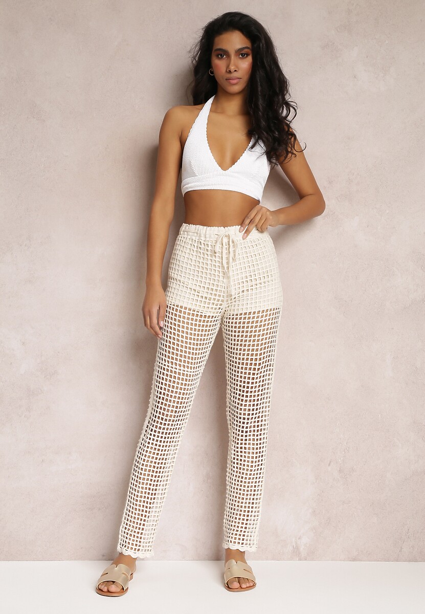 Jasnobeżowe Spodnie Szydełkowe Maeby