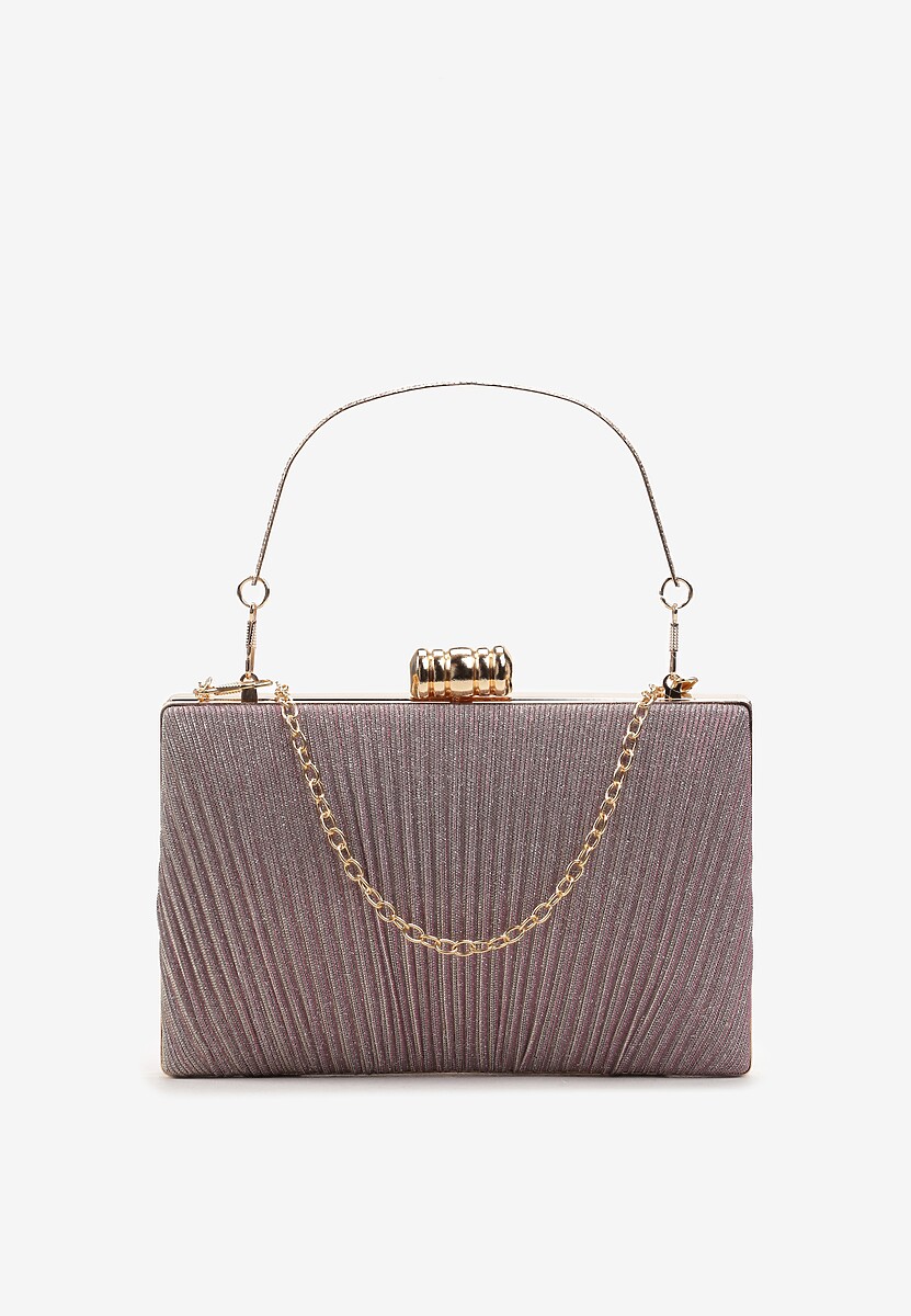 Czarna Wieczorowa Torebka Ozdobiona Brokatem i Łańcuszkiem Kromea