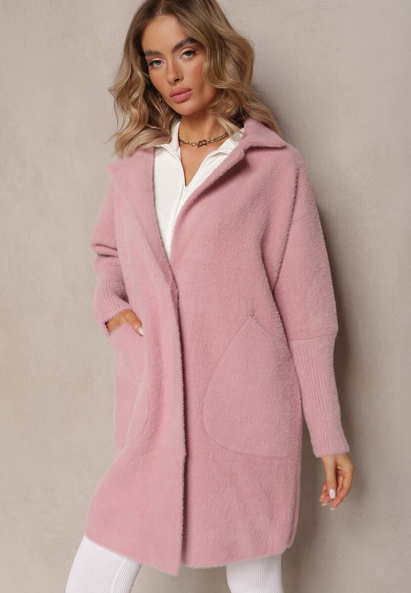 Różowy Płaszcz z Bawełną Oversize Brumisia