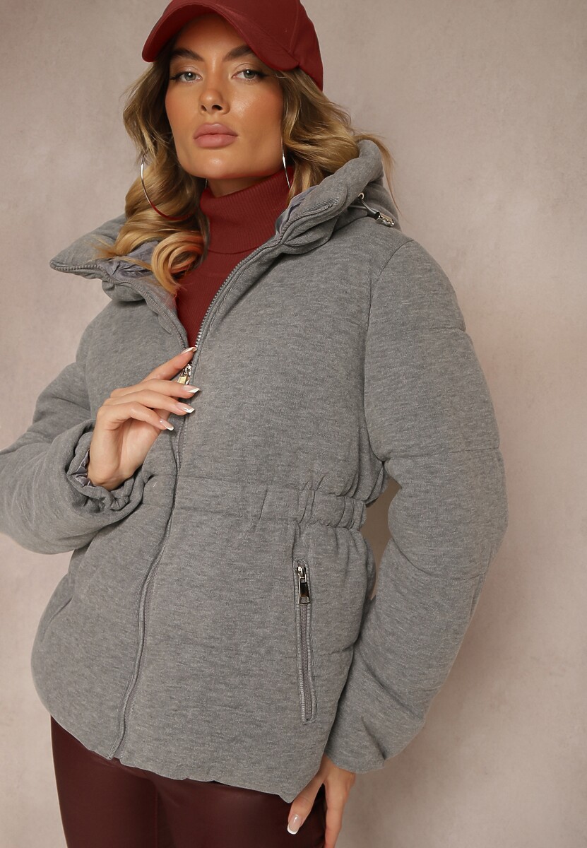 Czarna Kurtka z Pikowanymi Przeszyciami i Kapturem ze Ściągaczami Torisia