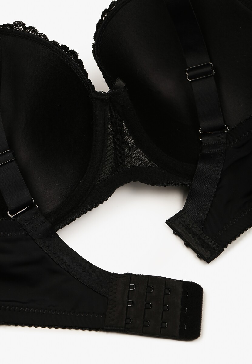 Czarny Biustonosz z Koronką i Paskiem z Cyrkonii Katielle