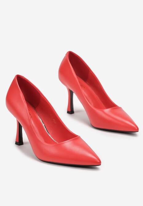 Czerwone Szpilki z Ekoskóry na Szpiczastym Noskiem Casson