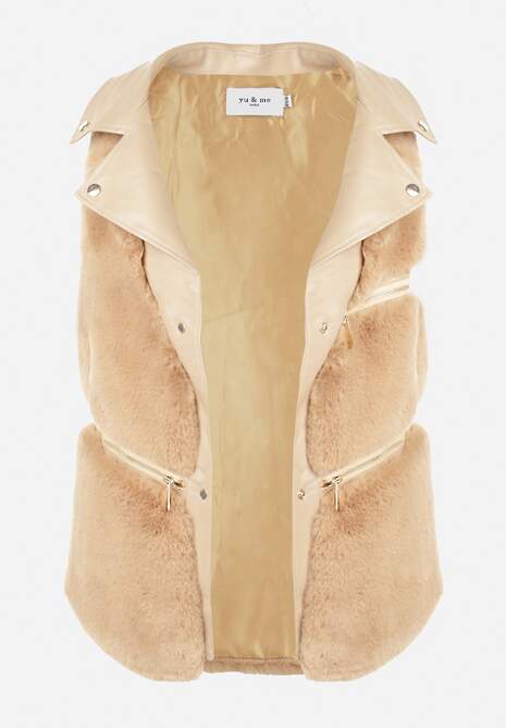 Beżowa Kamizelka Futrzana Hinlosh