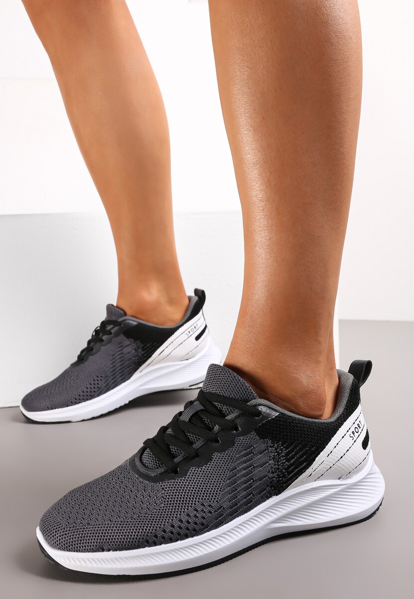 Czarne Buty Sportowe przed Kostkę z Przeszyciami Kersti