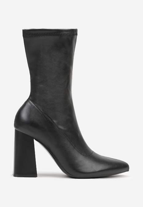 Czarne Przylegające Botki Vices na Słupkowym Obcasie Nevitte