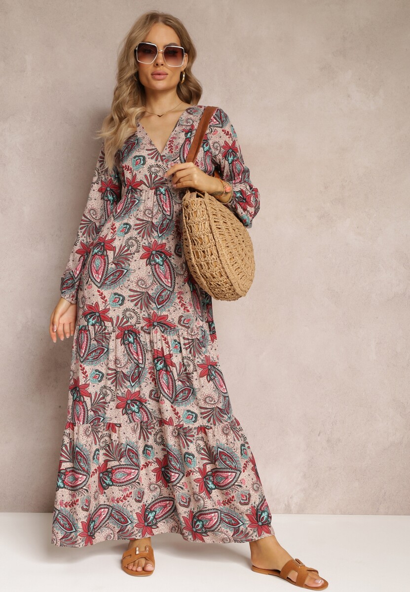 Beżowa Sukienka Demestra