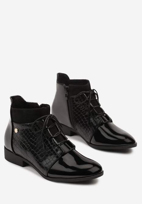 Czarne Eleganckie Botki Vices ze Sznurowaniem Vlerrie