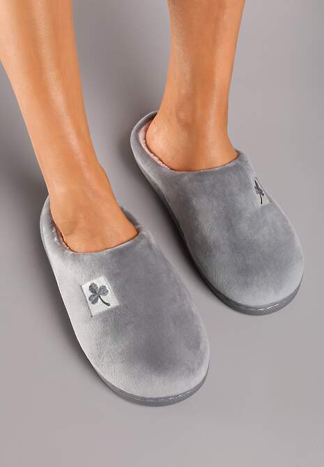Szare Kapcie Vices z Weluru na Płaskiej Podeszwie Cellia