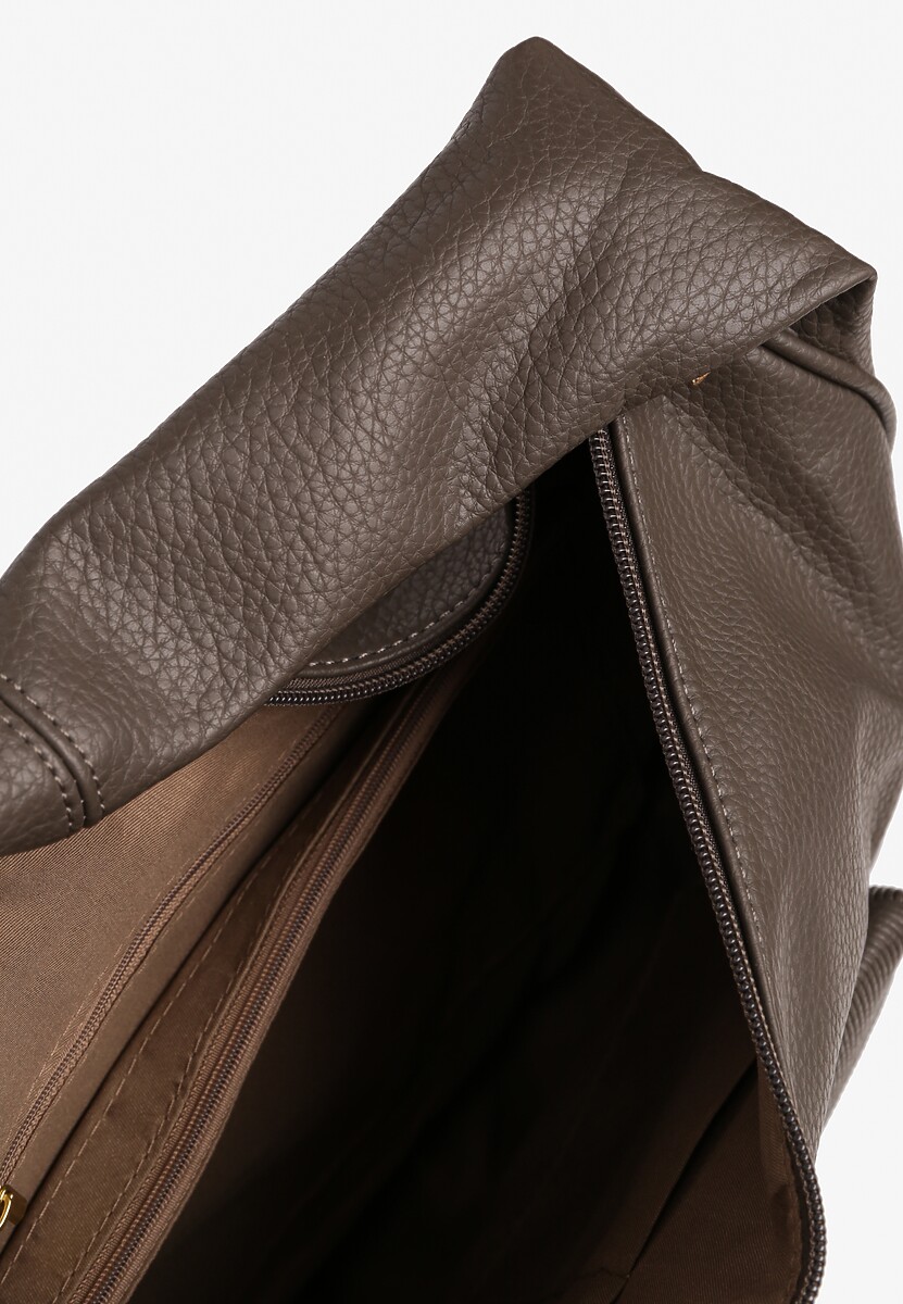 Ciemnobeżowa Torebka o Fasonie Hobo z Dodatkowym Paskiem Crossbody Mepila