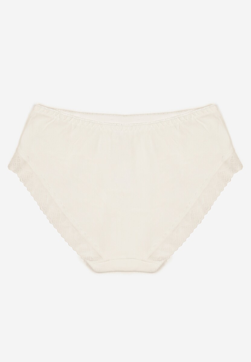 Białe Bawełniane Majtki o Kroju Fig z Kokardką i Koronką Tamiseth