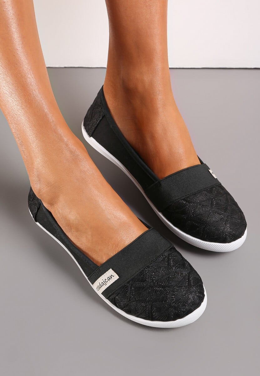 Czarne Tenisówki Brokatowe Tinanee