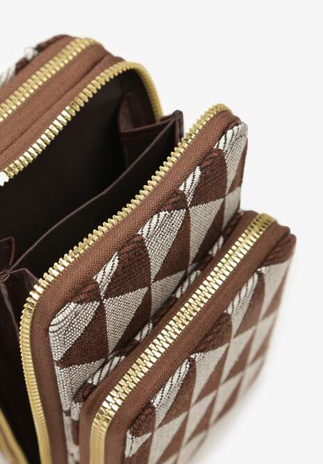 Brązowa Torebka Etui na Telefon na Ramię Zapinana na Suwak Sevse