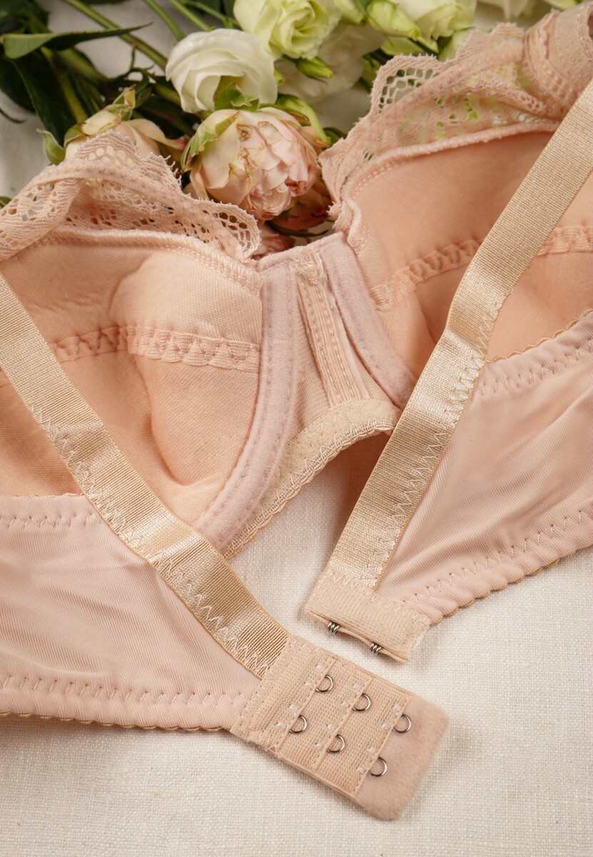 Jasnobeżowy Koronkowy Biustonosz z Regulowanymi Ramiączkami Dalinva