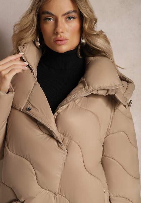 Ciemnobeżowa Kurtka Pikowana Zechia
