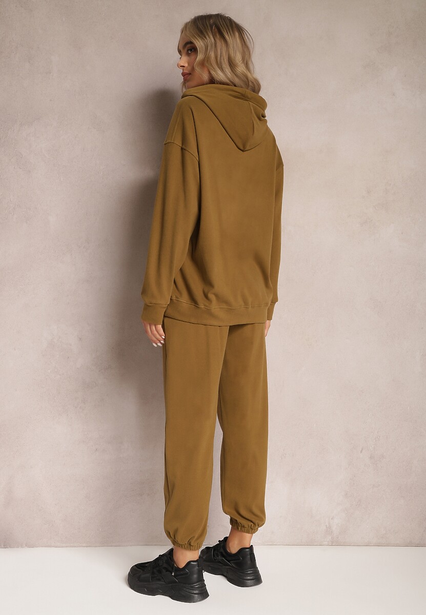 Brązowy Komplet Dresowy z Bluzą i Spodniami Ciranova