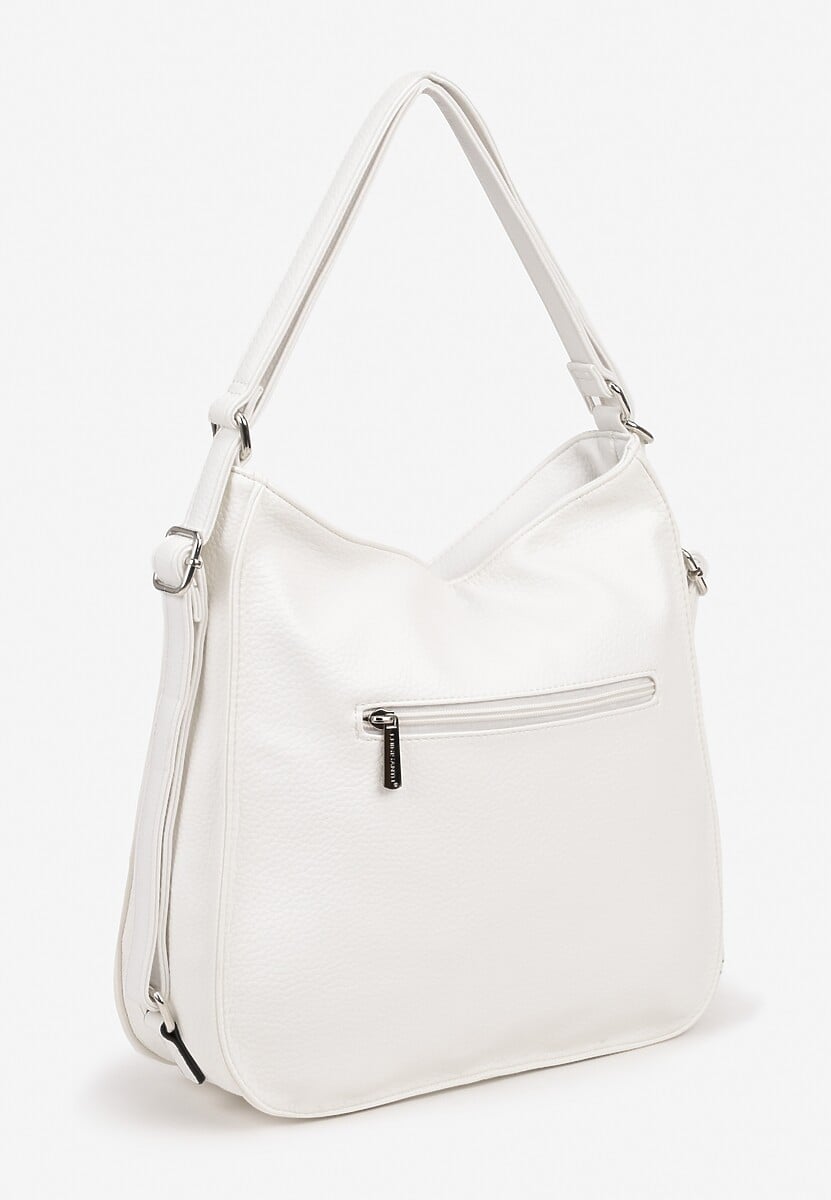 Biała Torebka na Ramię z Frędzlami i Suwakami Rivkio