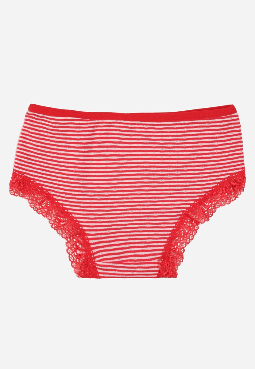 Czerwone Koronkowe Majtki Figi z Bawełny Kathrin