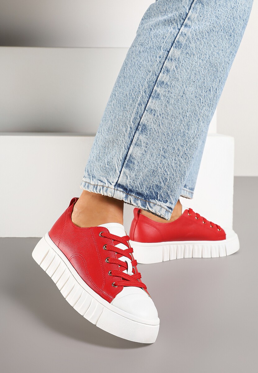 Beżowe Płaskie Sneakersy Vices ze Sznurowaniem Lorori