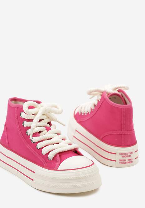 Fuksjowe Trampki na Platformie za Kostkę z Grubymi Sznurowadłami Effime