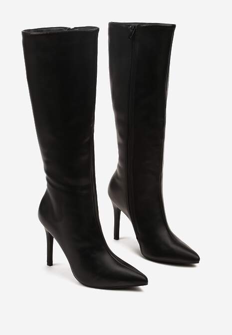 Czarne Klasyczne Kozaki na Szpilce Latiara