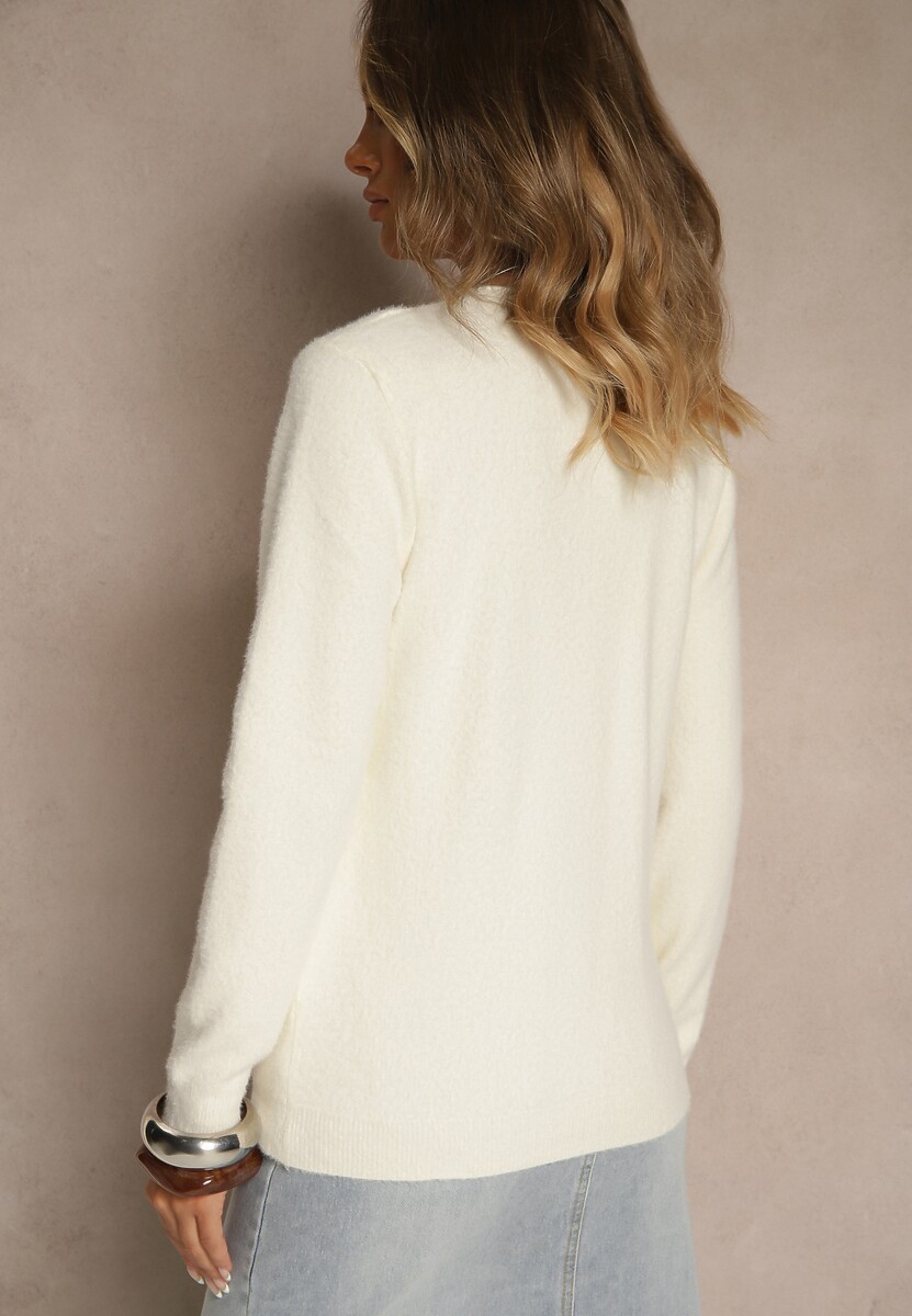 Jasnobeżowy Sweter z Wełną ze Ściągaczami Furrive