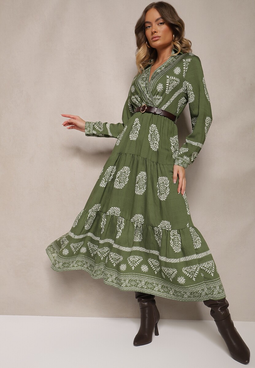 Czarna Sukienka z Wiskozą i Kopertowym Dekoltem Mirilaine