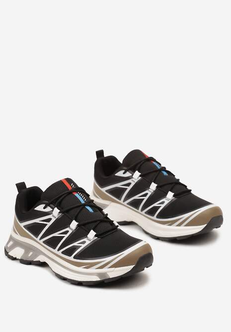 Czarno-Brązowe Sneakersy z Ozdobnymi Wstawkami i Ściąganą Gumką Aineri