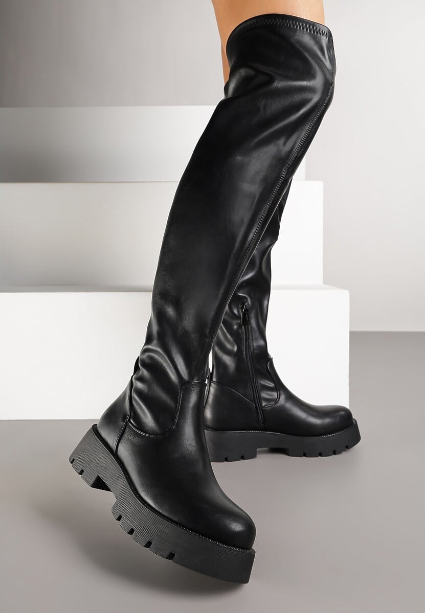 Czarne Kozaki Typu Muszkieterki Fesiona