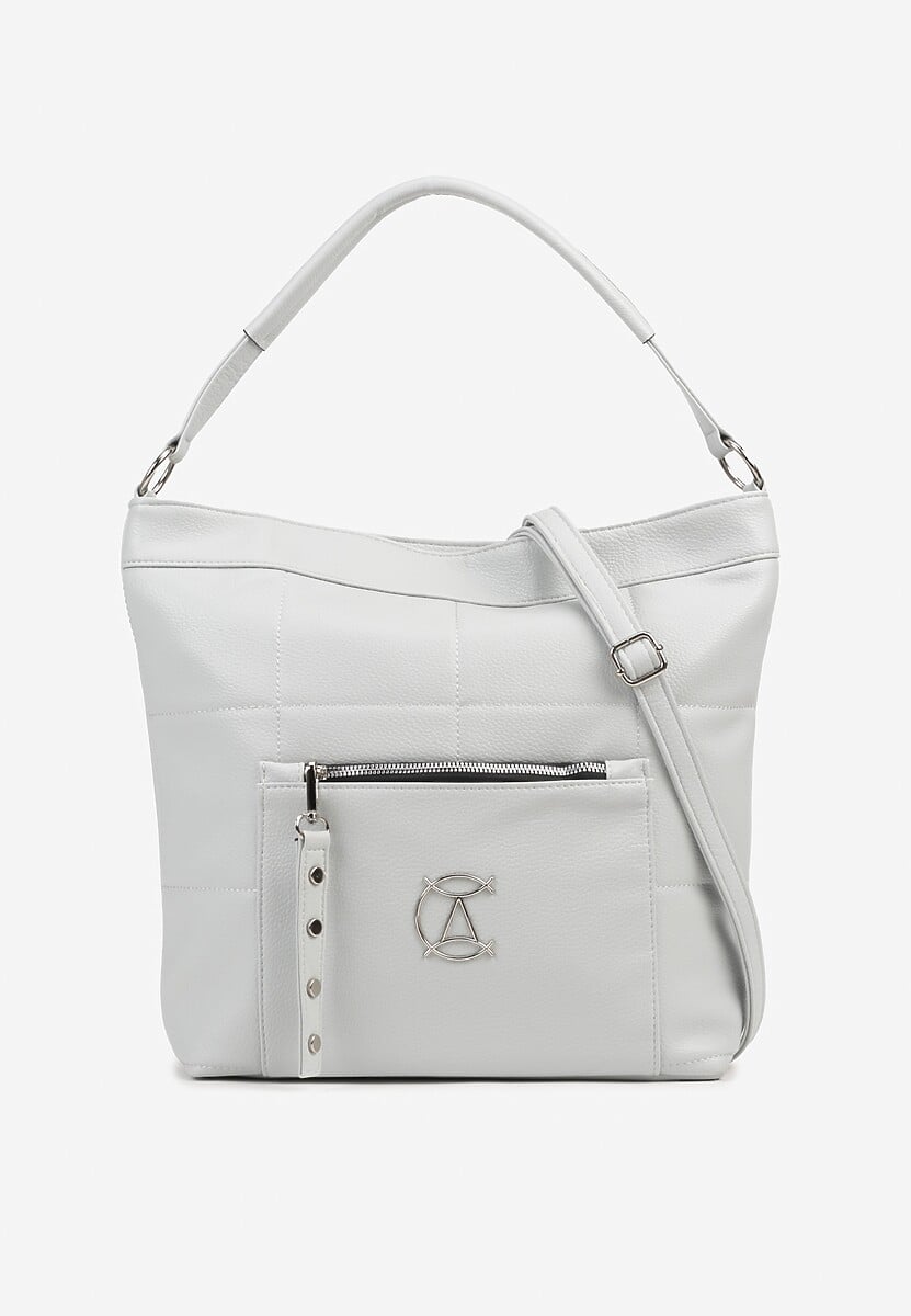 Niebieska Pikowana Torebka w Stylu Shopperki z Metaliczną Ozdobą Lanovara