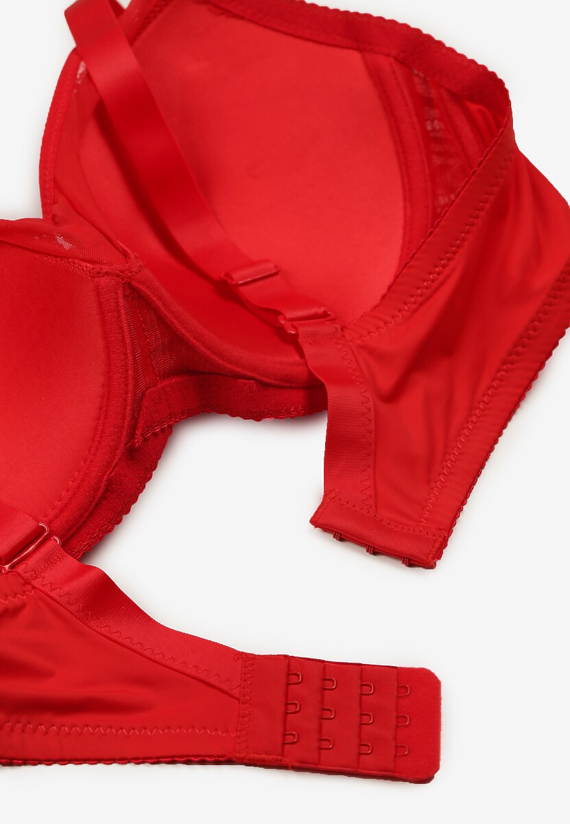 Czerwony Koronkowy Biustonosz Full Cup Ozdobiony Cyrkoniami Helleboria