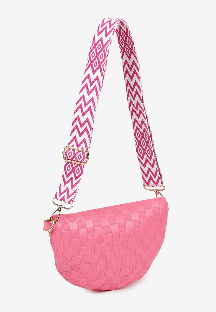 Różowa Tłoczona Nerka z Łańcuszkiem i Dodatkowym Szerokim Paskiem Alisvara