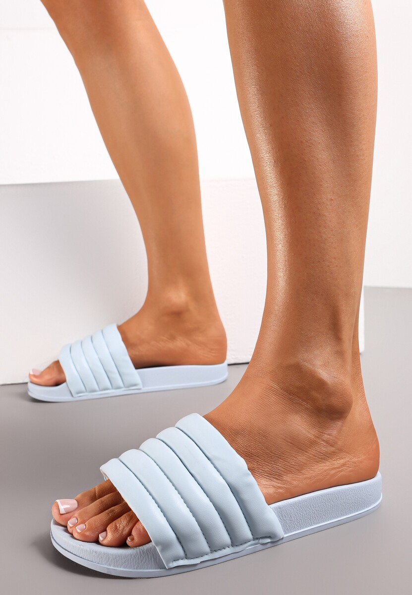 Różowe Klapki Basenowe z Szerokim Paskiem z Pikowaniem Tandra