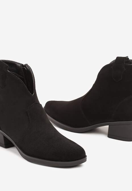 Czarne Botki w Stylu Kowbojek na Stożku Velorine