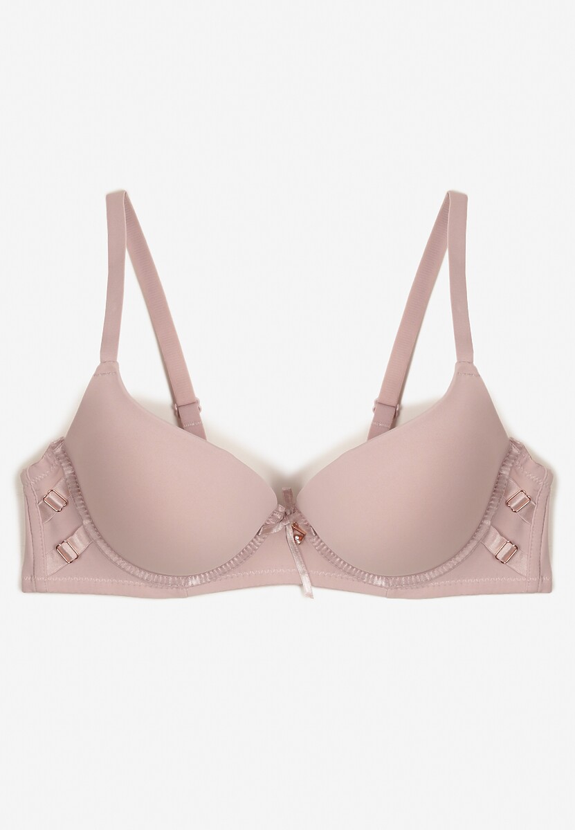 Jasnofioletowy Biustonosz Miseczka B Push-Up na Regulowanych Ramiączkach Ozdobiony Aplikacją Alerisia