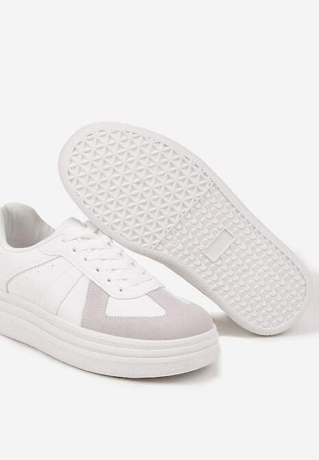 Białe Sneakersy na Platformie Ozdobione Paskami ze Sznurowaniem Bormi