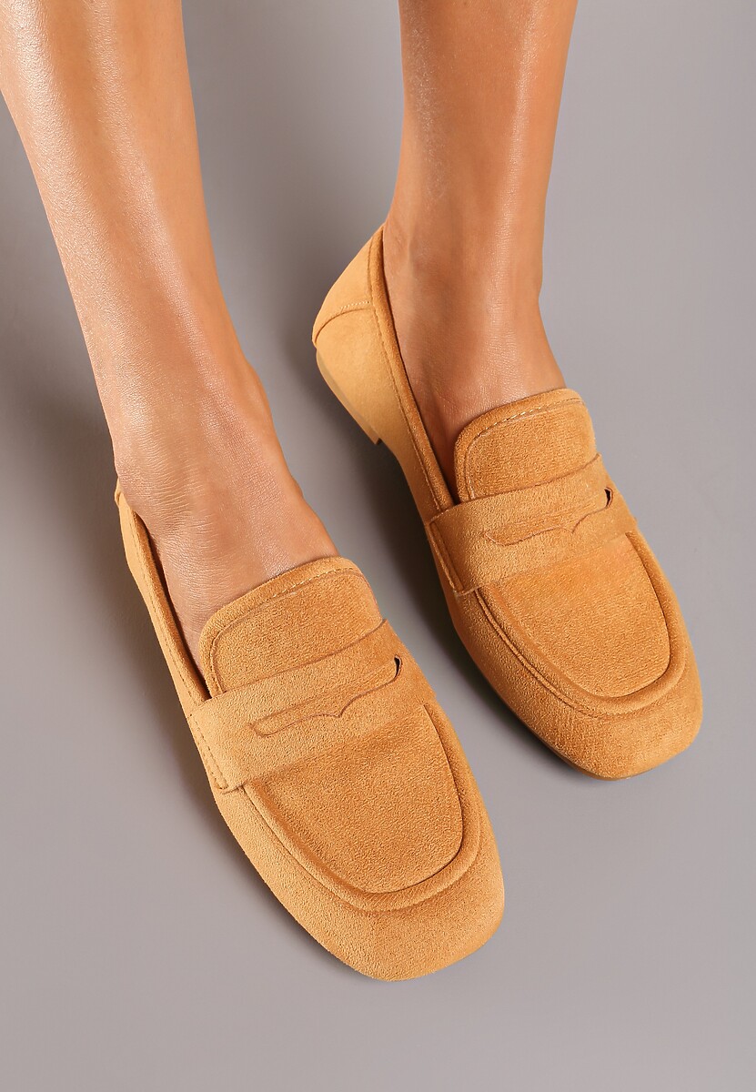 Brązowe Casualowe Wsuwane Mokasyny na Płaskiej Podeszwie z Ozdobnym Elementem na Przodzie Janesstia