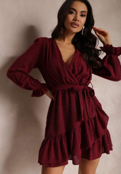 Bordowa Sukienka Thesaste