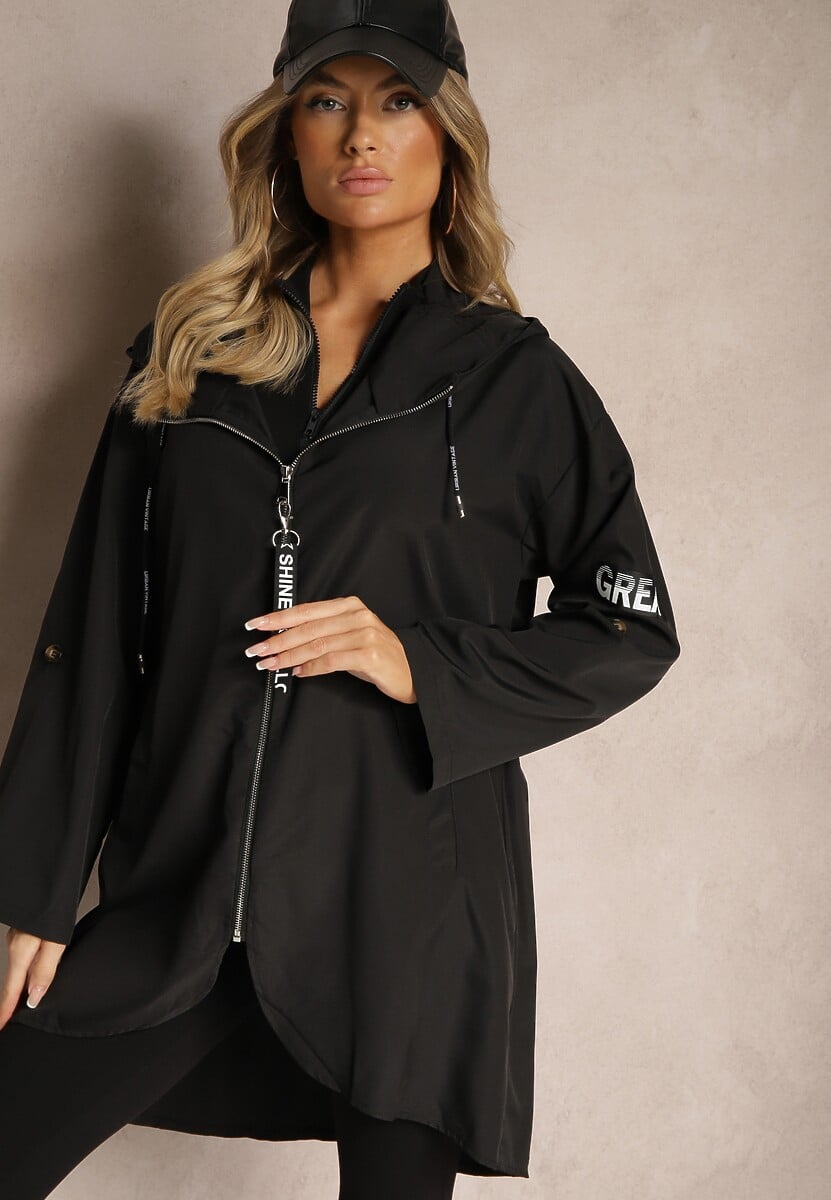 Czarna Kurtka Wiatrówka Oversize Palishe