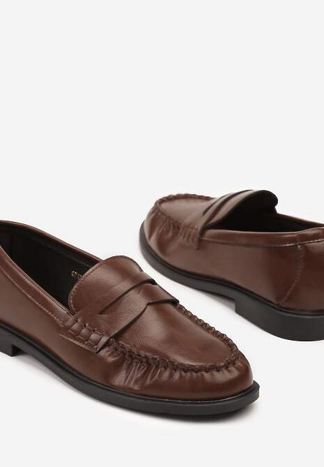 Jasnobrązowe Mokasyny Vices z Marszczeniem i Wkładką ze Skóry Naturalnej Mestia