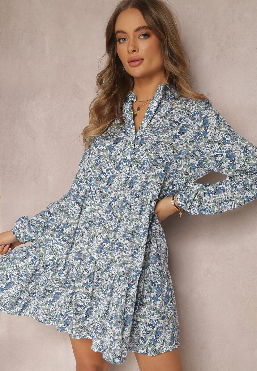 Biało-Niebieska Sukienka Thellehe