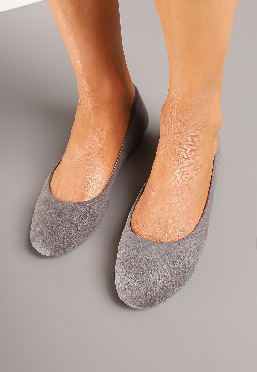 Szare Balerinki z Błyszczącą Cholewką Delioneta