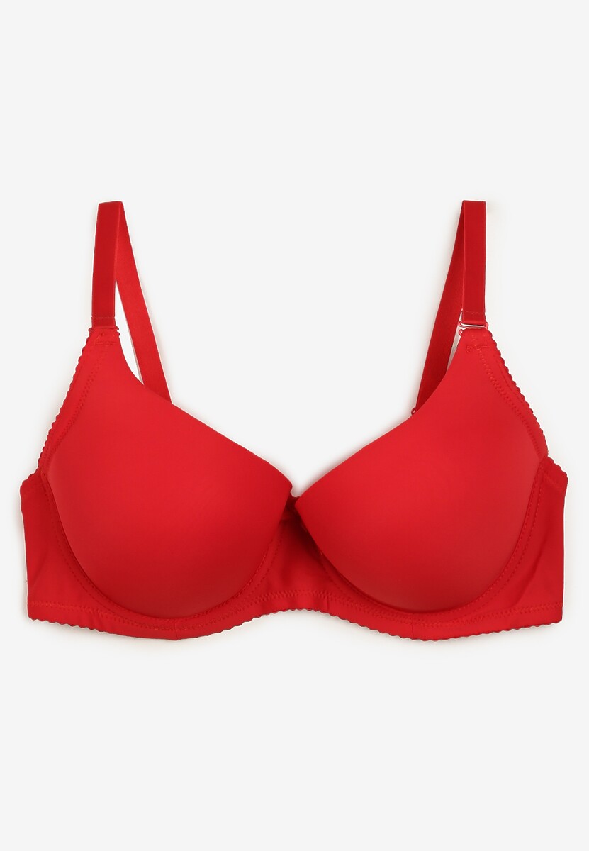 Czerwony Biustonosz Gładki o Fasonie Full Cup Acremia