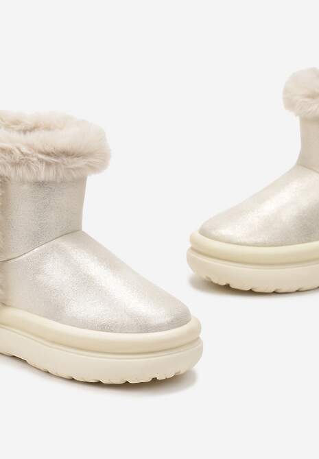 Beżowe Śniegowce za Kostkę z Futerkiem na Platformie Daxolina